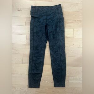 Blue Python Fleece Lined Leggings